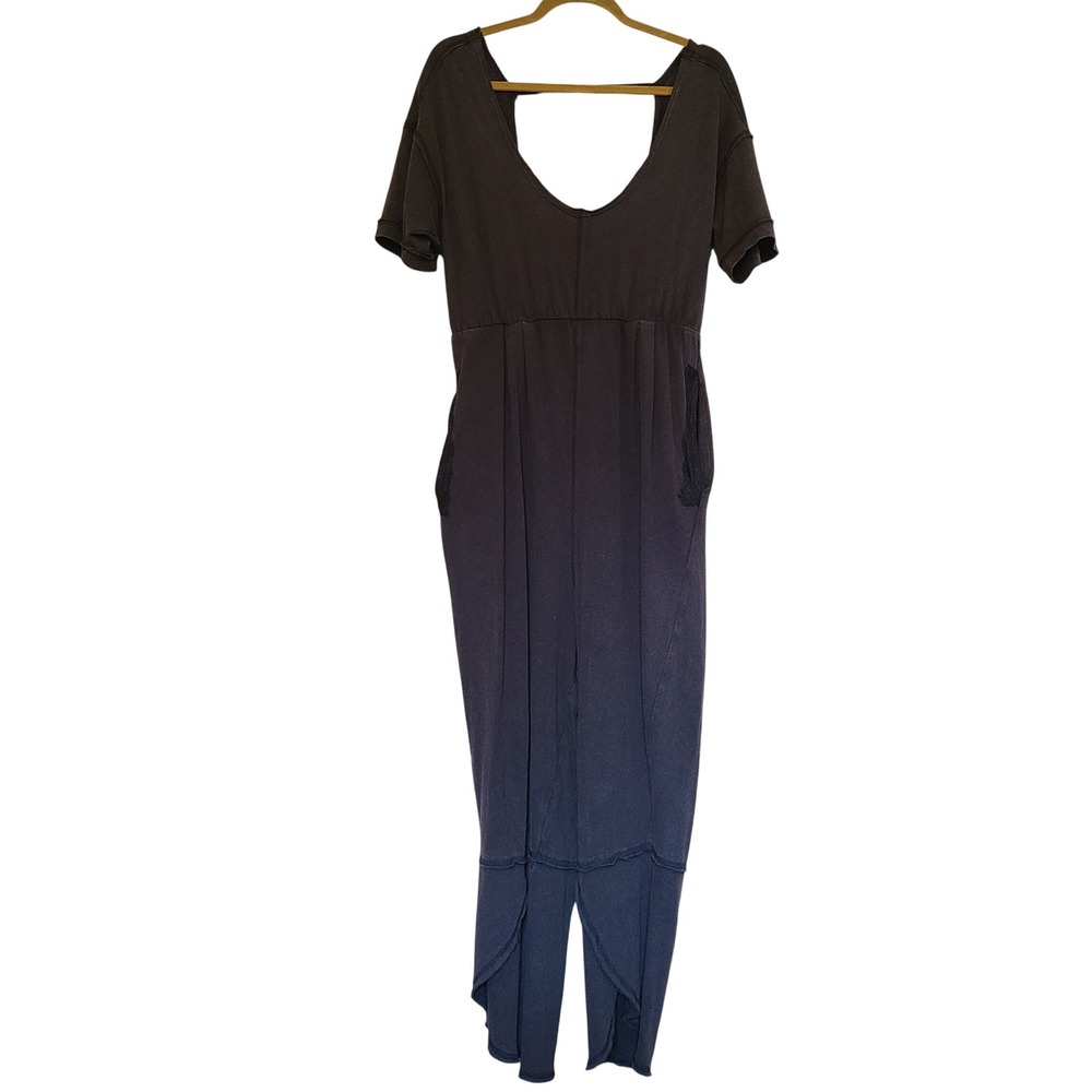 Free People Jumpsuit Women XS Black Intimately Tulip Hem Scoop Back Pockets